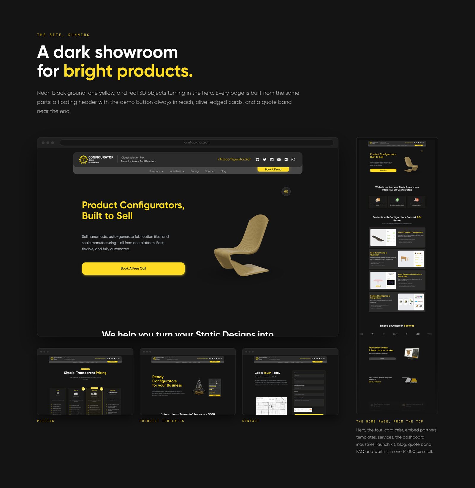 Configurator.tech · A dark showroom for bright products.