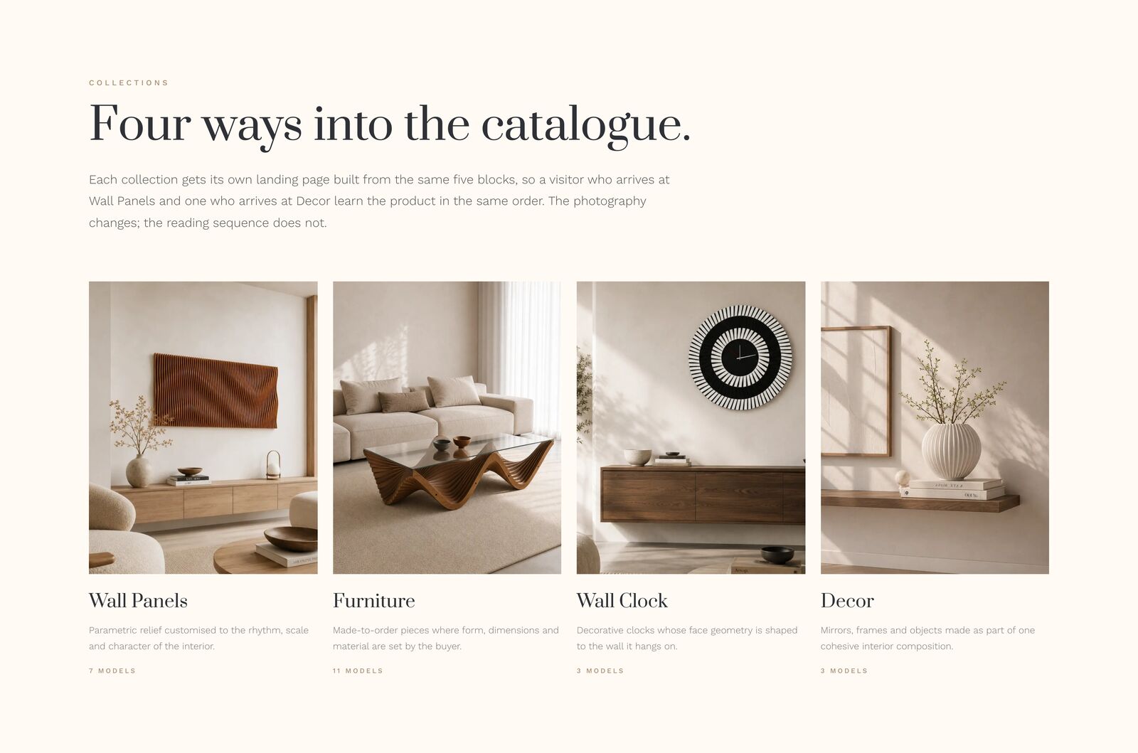 ParaForm · Four ways into the catalogue.