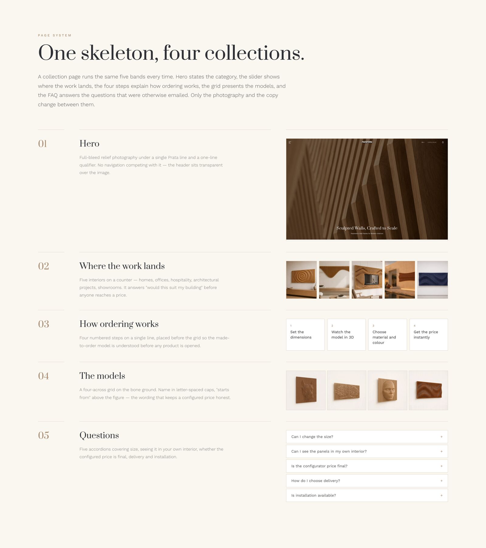 ParaForm · One skeleton, four collections.