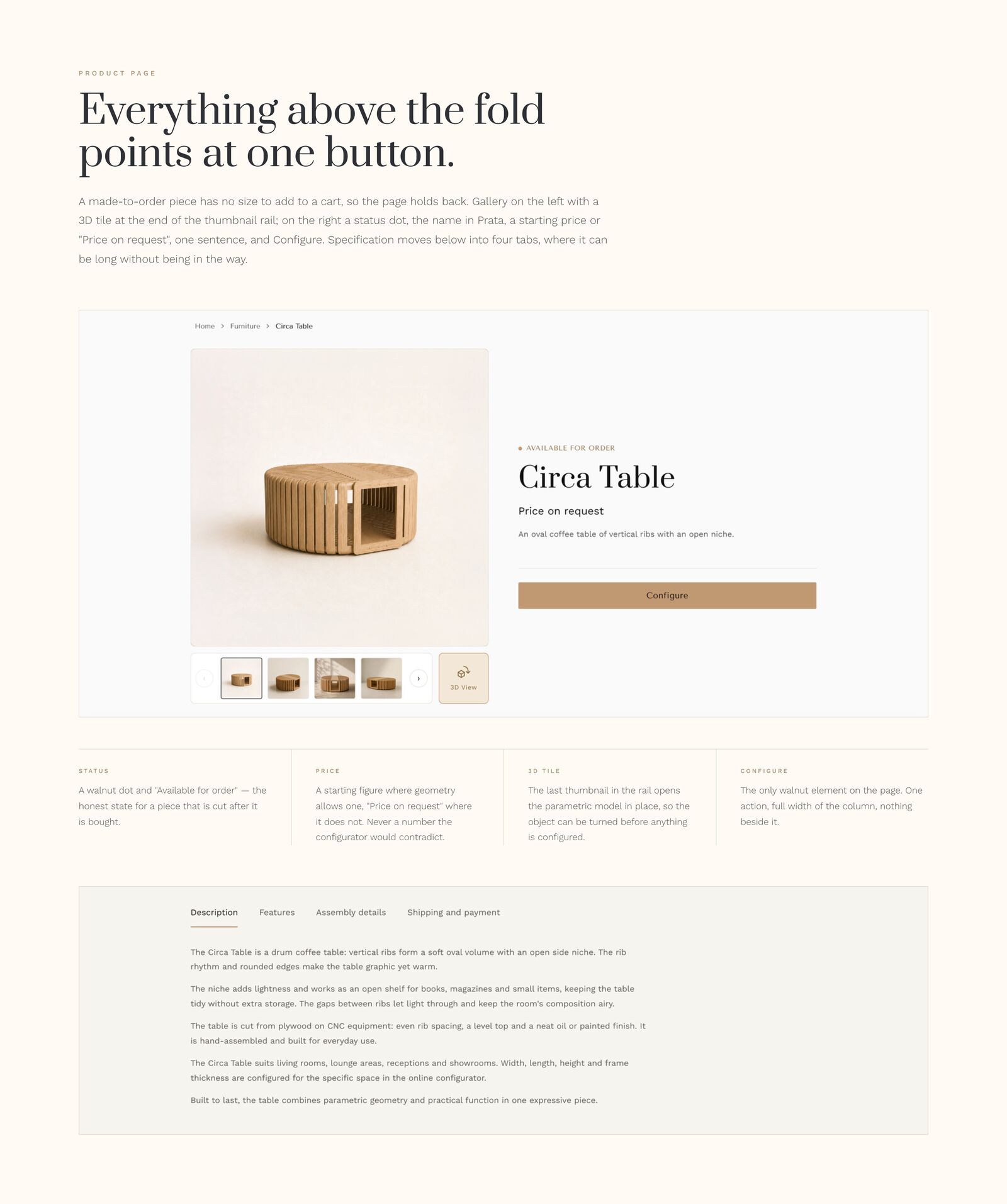 ParaForm · Everything above the fold points at one button.